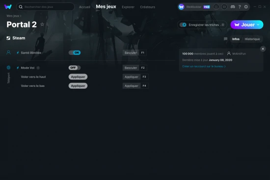 Capture d'écran de triches de Portal 2