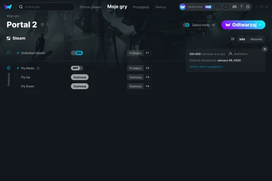 cheaty Portal 2 zrzut ekranu