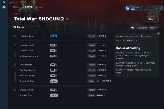 Total War: SHOGUN 2 cheats screenshot
