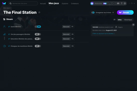 Capture d'écran de triches de The Final Station