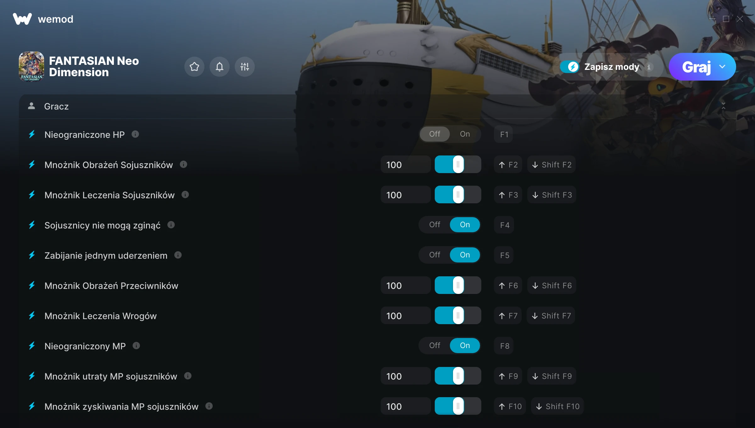 Cheaty do FANTASIAN Neo Dimension – zrzut ekranu