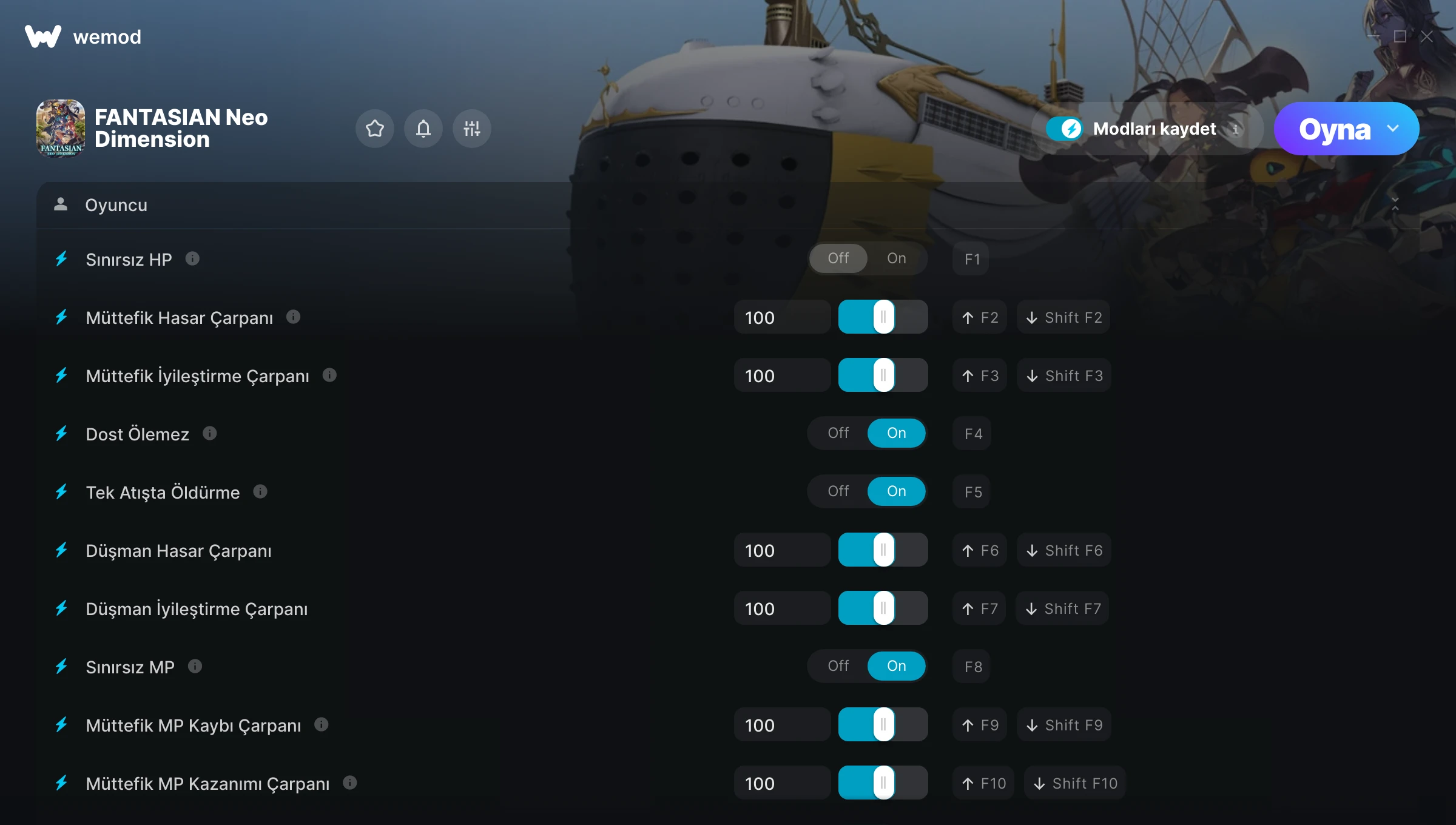 FANTASIAN Neo Dimension hilelerinin ekran görüntüsü