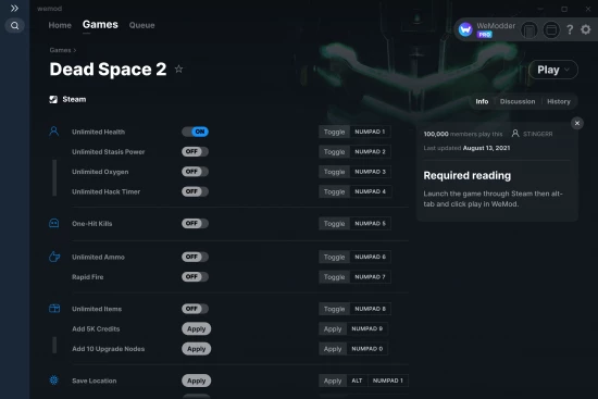Dead Space 2 cheats screenshot
