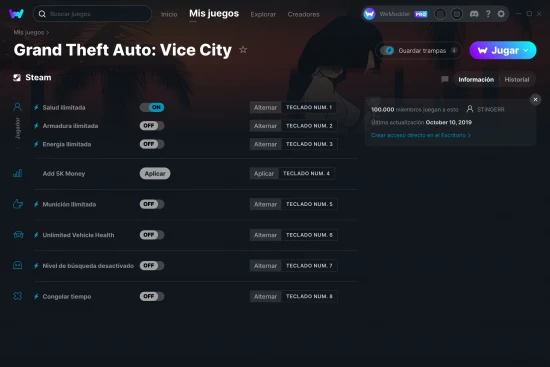 captura de pantalla de las trampas de Grand Theft Auto: Vice City