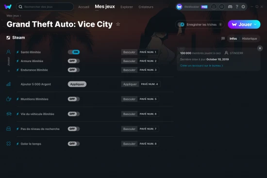 Capture d'écran de triches de Grand Theft Auto: Vice City