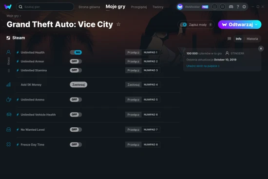 cheaty Grand Theft Auto: Vice City zrzut ekranu