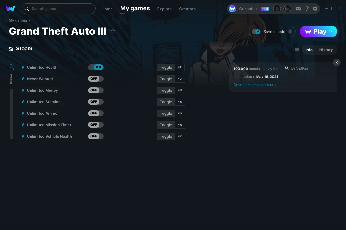 Download Mod menu / In-game trainer for GTA 3