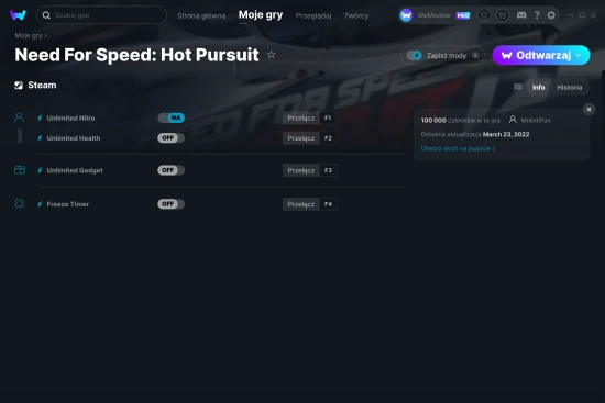 cheaty Need For Speed: Hot Pursuit zrzut ekranu