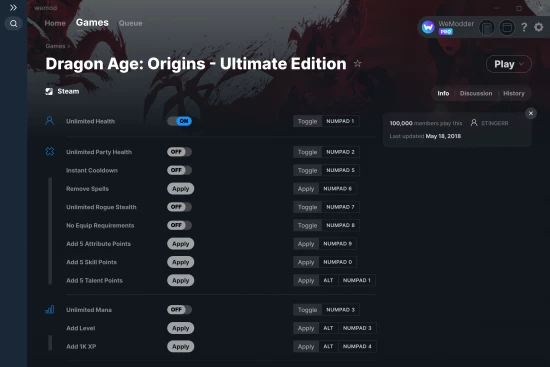 Dragon Age: Origins - Ultimate Edition cheats screenshot