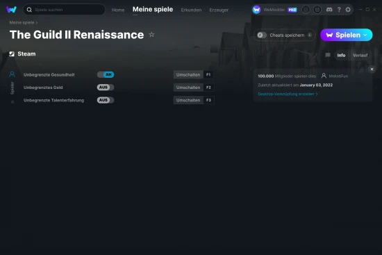 The Guild II Renaissance Cheats Screenshot