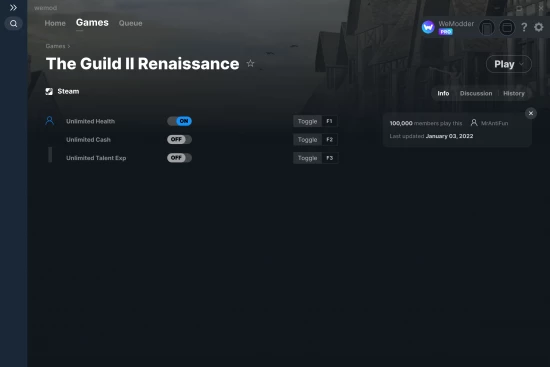 The Guild II Renaissance cheats screenshot