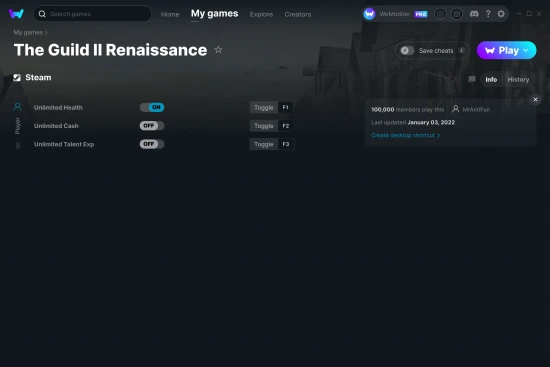 The Guild II Renaissance cheats screenshot