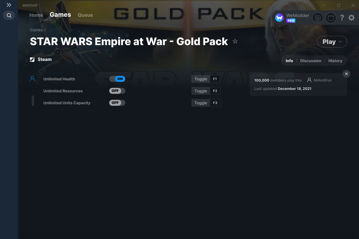 STAR WARS Empire at War Gold Pack Cheats and Trainer