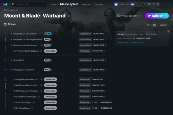 Mount & Blade: Warband Cheats Screenshot
