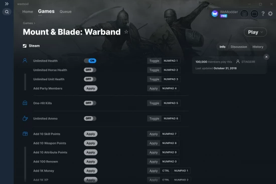 Mount & Blade: Warband cheats screenshot