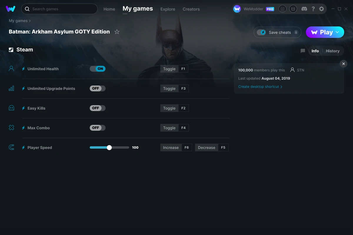 Trainer Batman: Arkham Asylum GOTY v1.0 {testhawk} - Trainers & Hacks  Offline - GGames