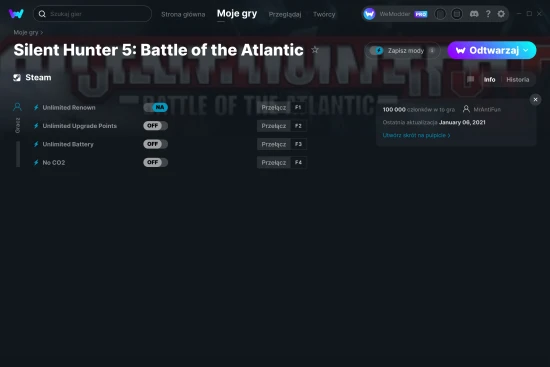 cheaty Silent Hunter 5: Battle of the Atlantic zrzut ekranu