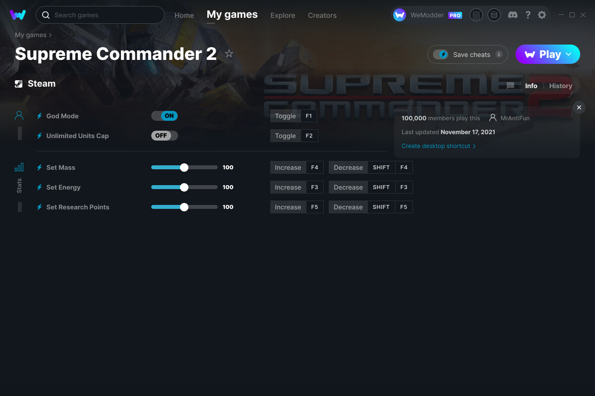 supreme commander cheats