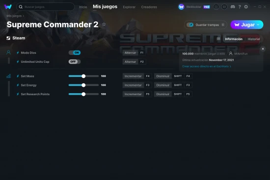 captura de pantalla de las trampas de Supreme Commander 2