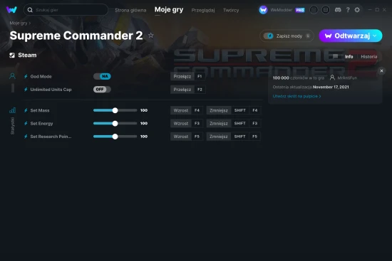 cheaty Supreme Commander 2 zrzut ekranu