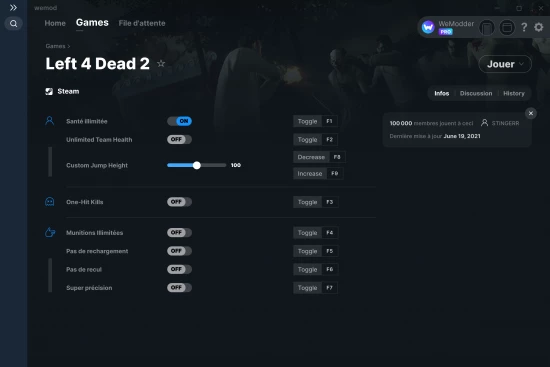 Capture d'écran de triches de Left 4 Dead 2