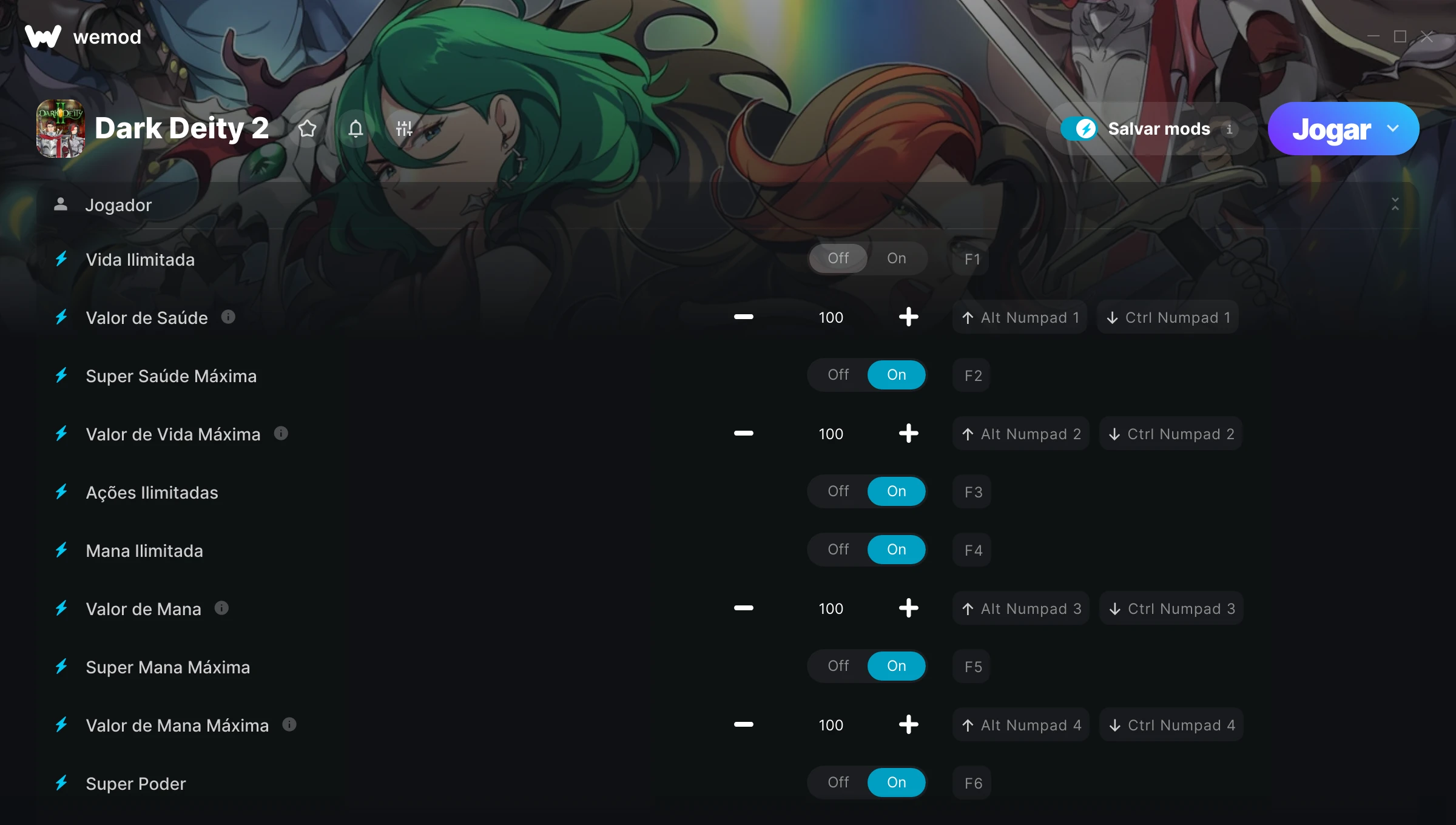 Captura de tela de trapaças de Dark Deity 2